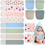 Vabean 8 Pcs Baby Infant Umbilical Cord Comfort Cotton Belly Band with 4 Colors and 4 Prints, Adjustable Muslin Baby Umbilical Belt for Protection Abdomen Baby Infant Newborn Gifts 0 To12 Months